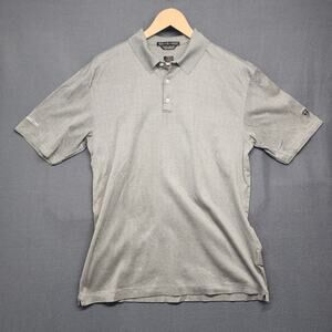 Nike Tiger Woods Buick Mens Large Gray Golf Polo Shirt Dri Fit 100% Cotton